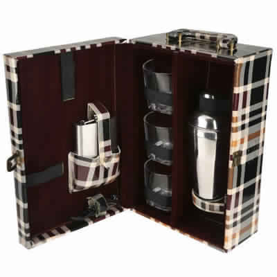 Multicolur Leather Bar Kit With Glass 3