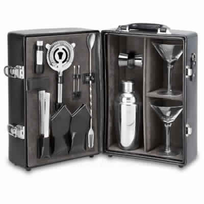 Black Leather Bar Kit With Bar Tools