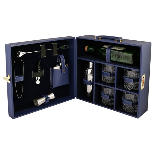 Blue Leather Bar Kit With KI-BLU-LTR-53Glass 4