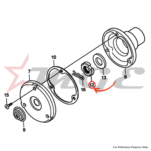 Nut, Lock, 14mm For Honda CBF125 - Reference Part Number - #90231-KSP-910