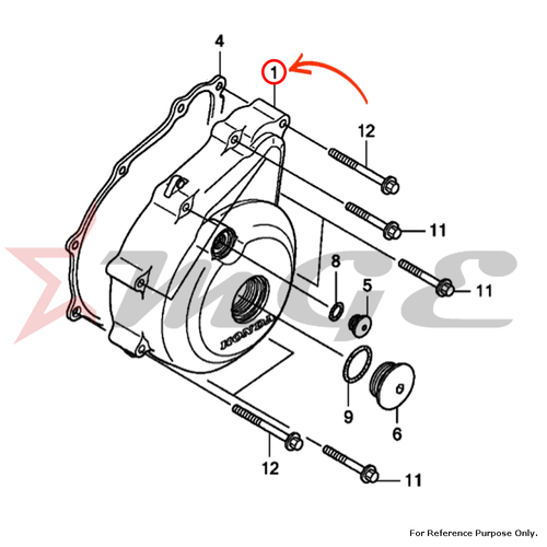 Cover, L. Crankcase For Honda CBF125 - Reference Part Number - #11341-KSP-910, #11341-KWF-960, #11341-KWF-900, #11341-KSP-860, #11341-KTE-A00
