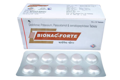 BIONAC- FORTE Diclofenac Potassium & Paracetamol & serratiopeptidase tablets