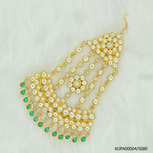 Kundan Jadau Damini TikkaWith Pearl Hangings