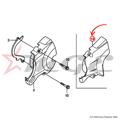 Cover Comp., L. RR. For Honda CBF125 - Reference Part Number - #11360-KWF-960, #11360-KWF-900, #11360-KWF-840