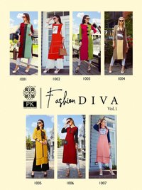 Aradhna Pk Fashion Diva Vol-1 Rayon Work With Digital Print Fancy Kurti Catalog