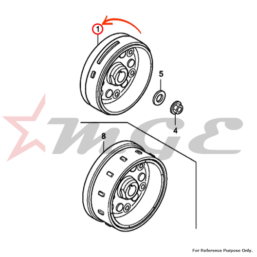 Flywheel Comp. For Honda CBF125 - Reference Part Number - #31110-KTE-911, #31110-KTE-931