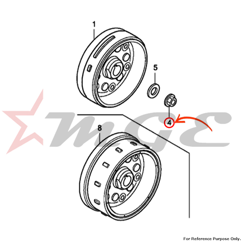 Nut, Flange, 14mm For Honda CBF125 - Reference Part Number - #90201-KRM-840