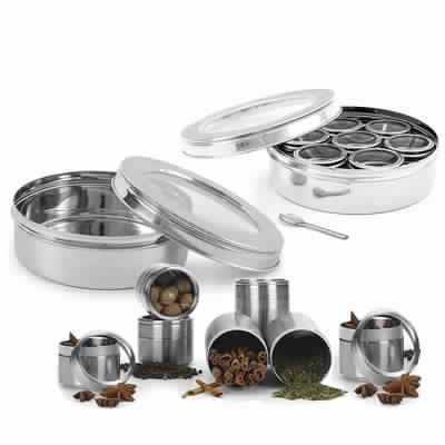 Stainless Steel Double See Thru Spice Box / Mashala Dabba