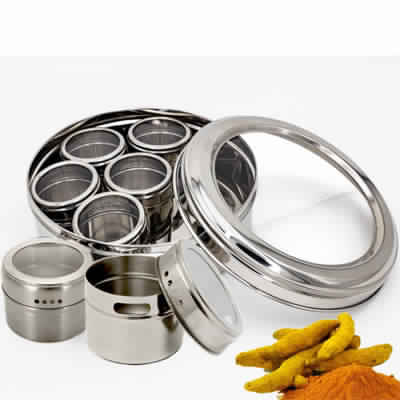 Stainless Steel Double See Thru Spice Box / Mashala Dabba