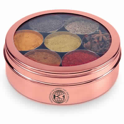 Copper Spice Box With See Thru Lid