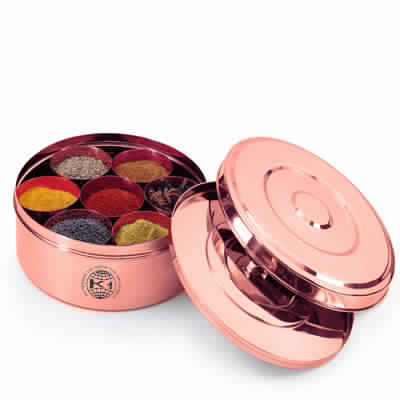 Copper Spice Box With Double Lid