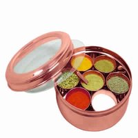 Copper Spice Box With Glass Cover And Lid