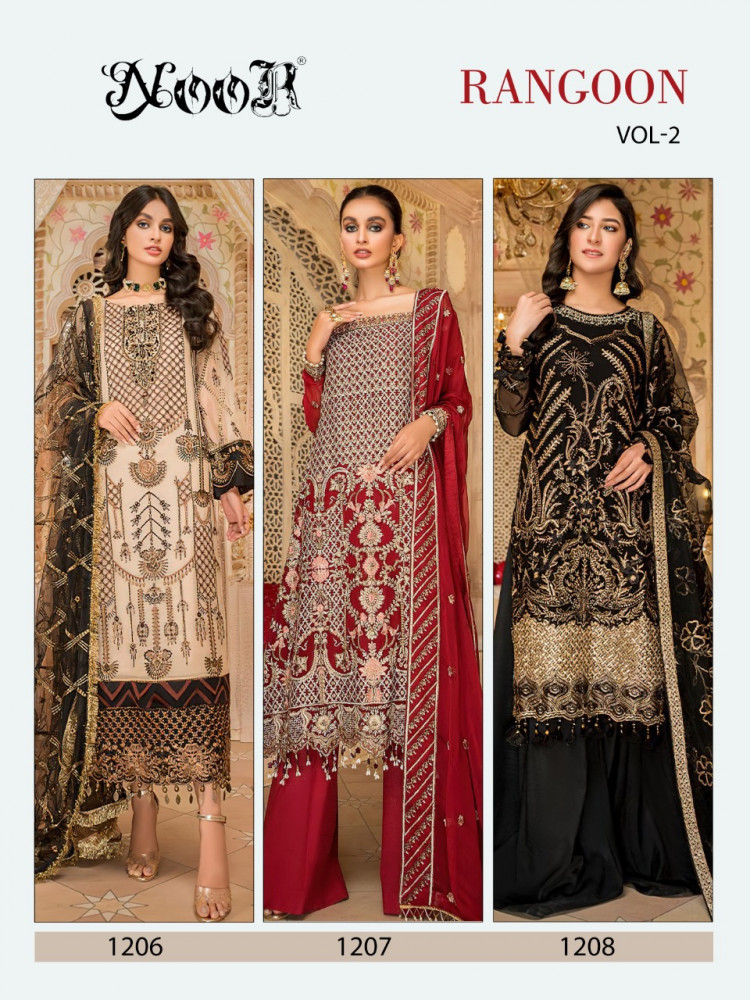 Noor Rangoon Vol-2 Georgette Embroidered Pakistani Salwar Suits Catalog