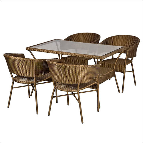 Wicker Four Chair Dining Table Set