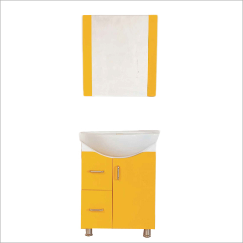 White and Yellow Floor Mounted PVC Vanity Cabinet