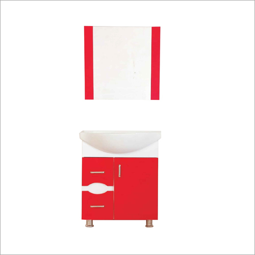 White and Red Floor Mounted PVC Vanity Cabinet
