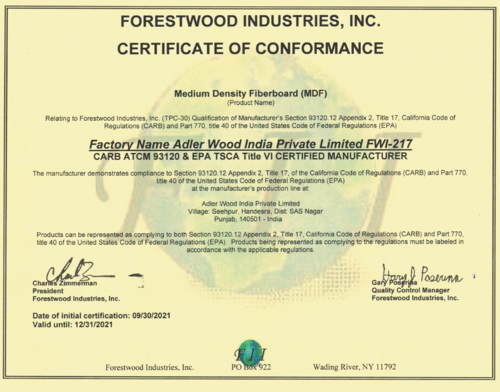 CARB certified MDF