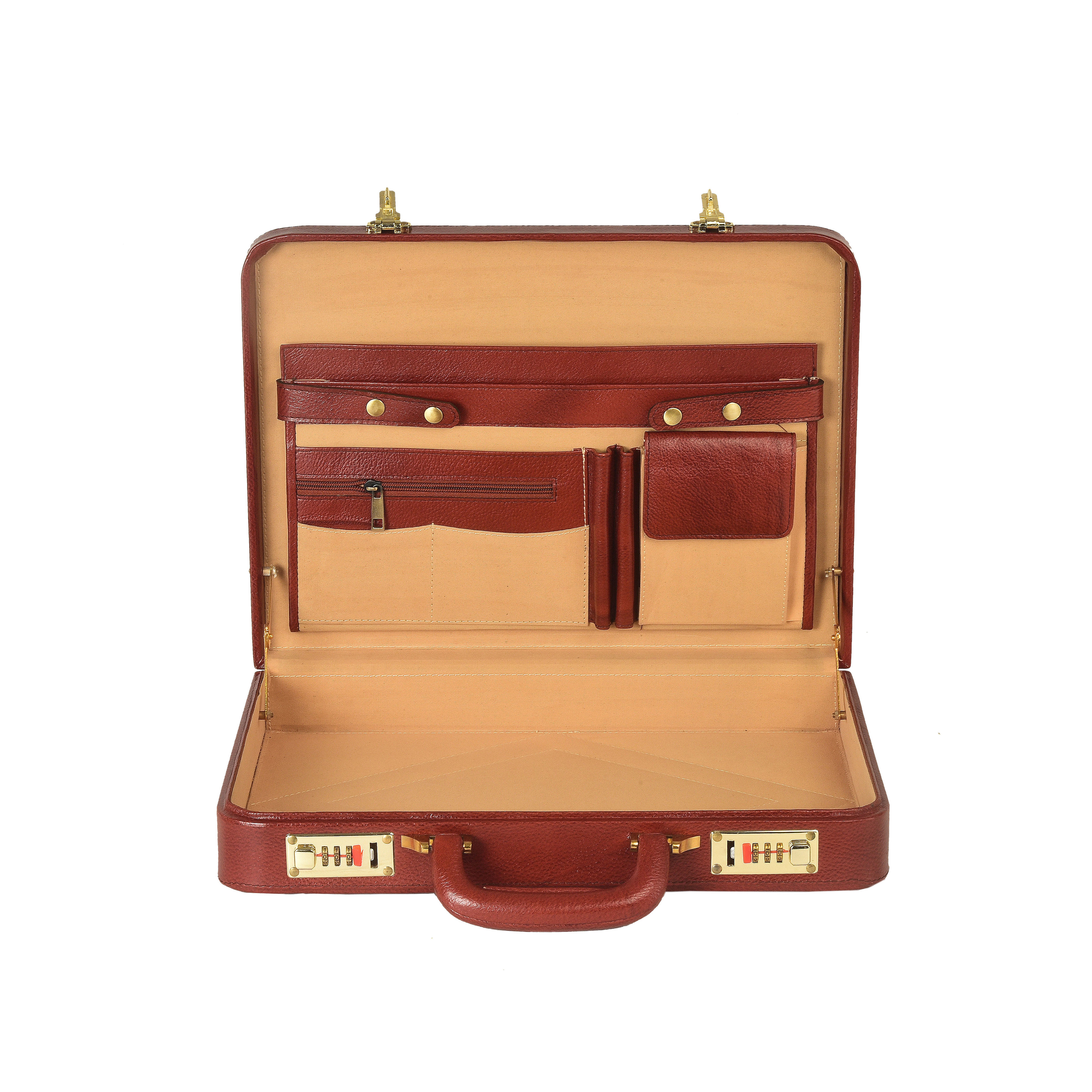 14 Inches Genuine Leather Attache Briefcase Business Handbag for Men