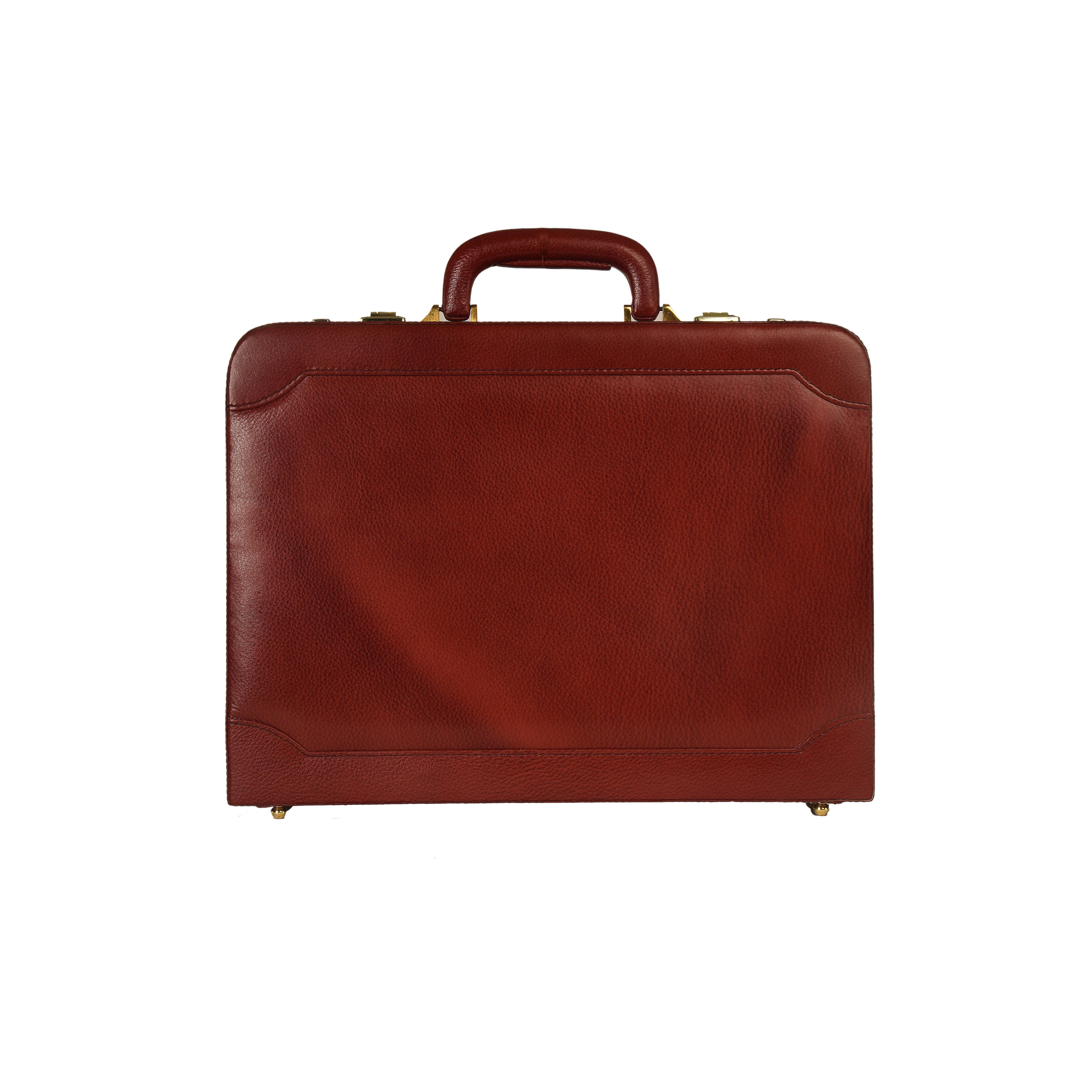 14 Inches Genuine Leather Attache Briefcase Business Handbag for Men