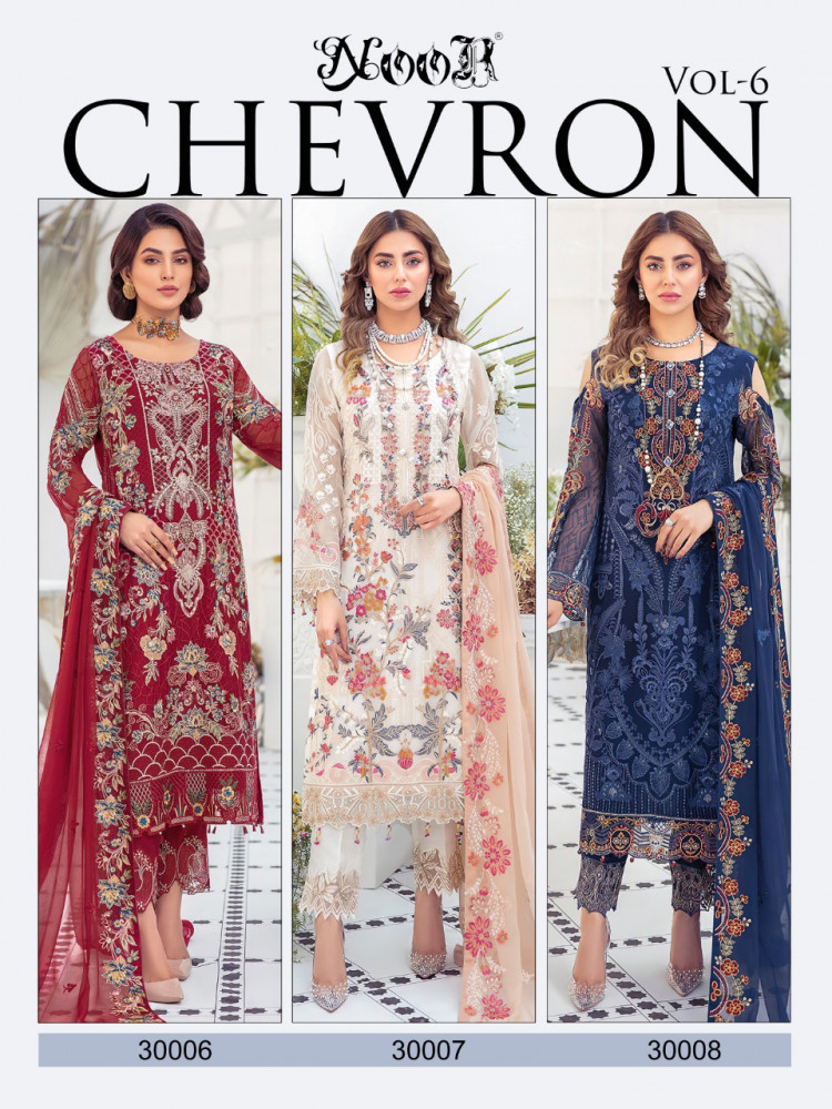 Noor Chevron Vol-6 Georgette Heavy Work Pakistani Suits Catalog