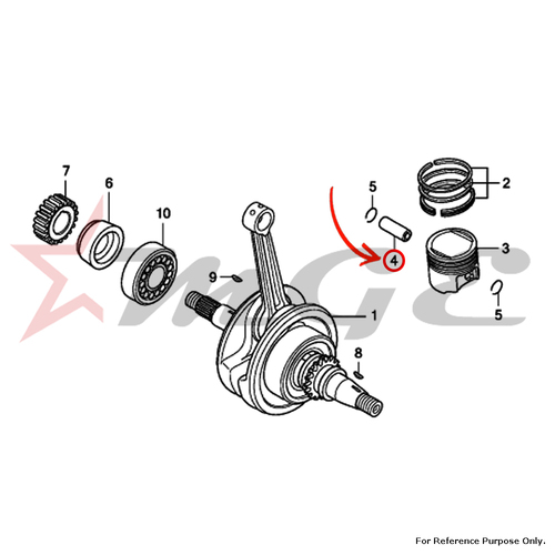 Pin, Piston For Honda CBF125 - Reference Part Number - #13111-KTE-910