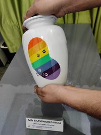 pet paw hand painted in rainbow color heart adult cremation urn funeral supplies