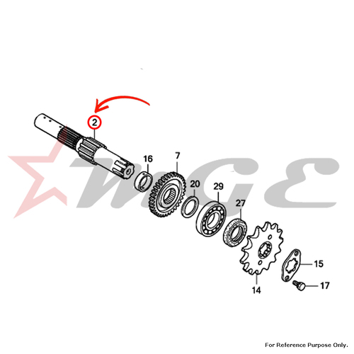 Countershaft Comp. For Honda CBF125 - Reference Part Number - #23220-KTE-910