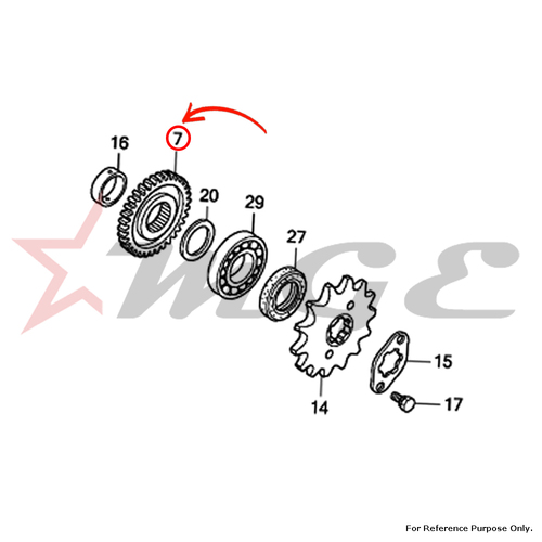 Gear, Countershaft Second(42t) For Honda CBF125 - Reference Part Number - #23441-KTE-910
