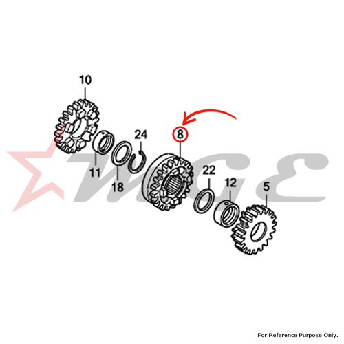Gear, Mainshaft Third(20t) For Honda CBF125 - Reference Part Number - #23451-KTE-910
