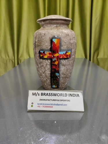 aluminum cross hand painted best decorative cremation urn funeral supplies By BRASSWORLD INDIA