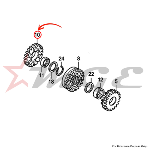 Gear, Mainshaft Fourth(26t) For Honda CBF125 - Reference Part Number - #23471-KTE-910