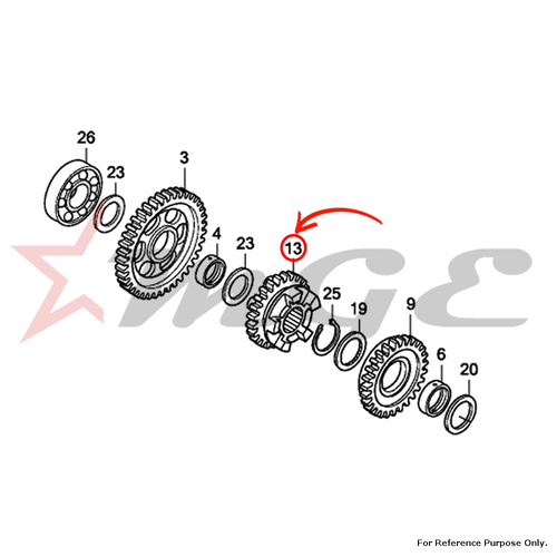 Gear, Countershaft Fourth(27t) For Honda CBF125 - Reference Part Number - #23481-KTE-910