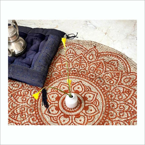 Printed Round Jute Mat By GEOMETRY-ALIGNING YOUR SPACE