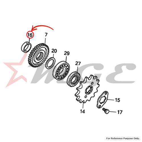 Collar, 25mm For Honda CBF125 - Reference Part Number - #23911-KTE-910