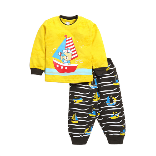 Baby Printed Round Neck And Pants Set