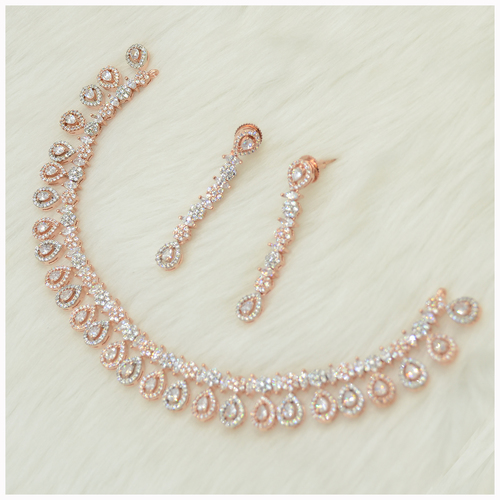 American Diamond Rose Gold Delicate Necklace