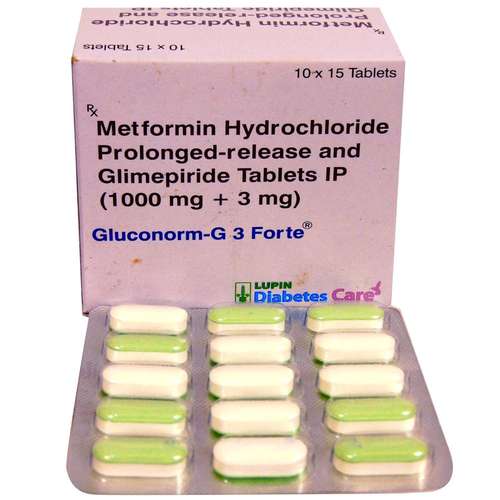 Metformin Hydrochloride prolonged release (1000 mg) and Glimepiride (3 mg) Tablets IP