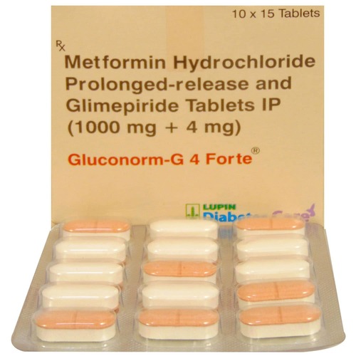 Metformin Hydrochloride prolonged release (1000 mg) and Glimepiride (4 mg) Tablets IP