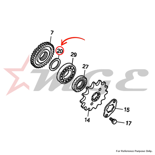 Washer, Thrust, 20mm For Honda CBF125 - Reference Part Number - #90454-KTE-910