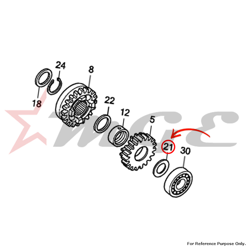 Washer, Thrust, 12mm For Honda CBF125 - Reference Part Number - #90456-KRM-840, #90456-KWF-900