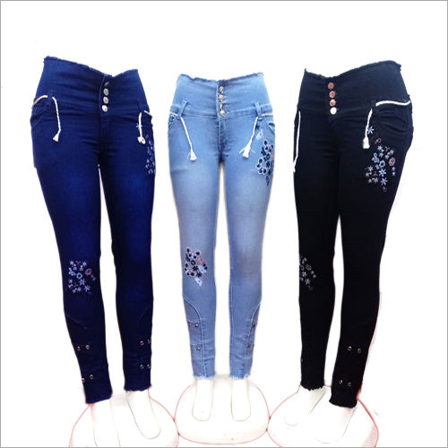 Available In Different Color Ladies Stylish High Waist Jeans