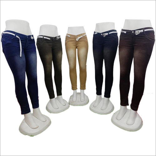 Ladies Colored Plain Jeans