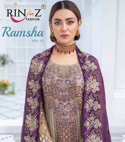 Rinaz Ramsha Vol-13 Faux Georgette Pakistani Style Suits Catalog