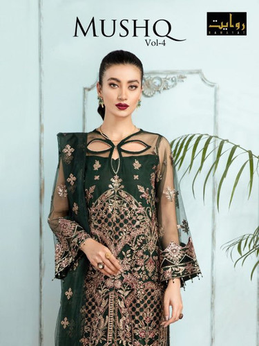 Rawayat Mushq Vol-4 Faux Georgette Heavy Work Pakistani Suits Catalog