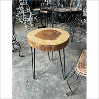 Iron and Sheesham Wood Stool