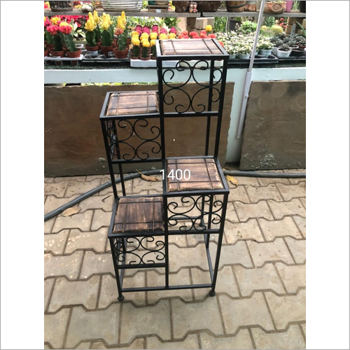 M0061 Wrought Iron and Wooden Planter