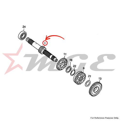 Mainshaft Comp.(13t) For Honda CBF125 - Reference Part Number - #23210-KWF-900