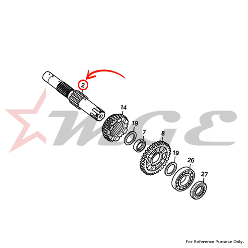 Countershaft Comp. For Honda CBF125 - Reference Part Number - #23220-KWF-900, #23220-KWF-840