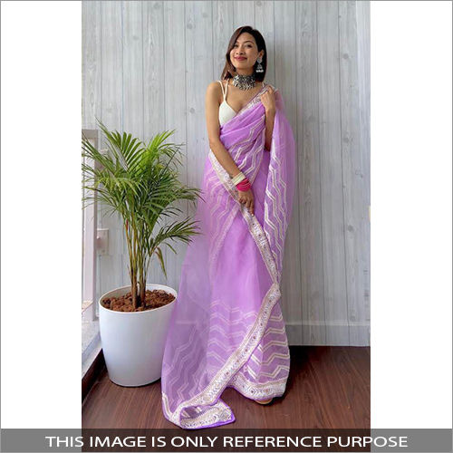 Party Wear Ladies Pure Organza Partywear Saree