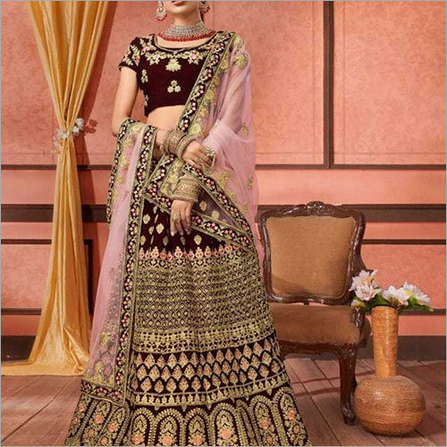 Indian Bridal Velvet Wedding Lehenga Choli